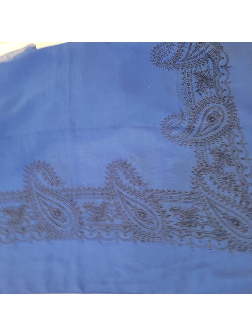Lauren Ralph Lauren Blue Paisley Bandana Design Sheer Scarf - Picture 7 of 8